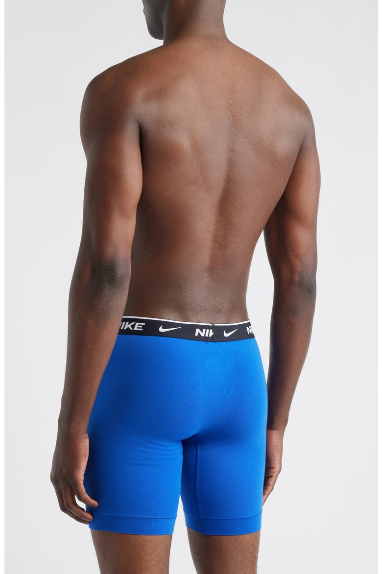 3-Pack Essential Stretch Cotton Long Boxer Briefs, Alternate, color, BLUE/ BLACK ASSORTED