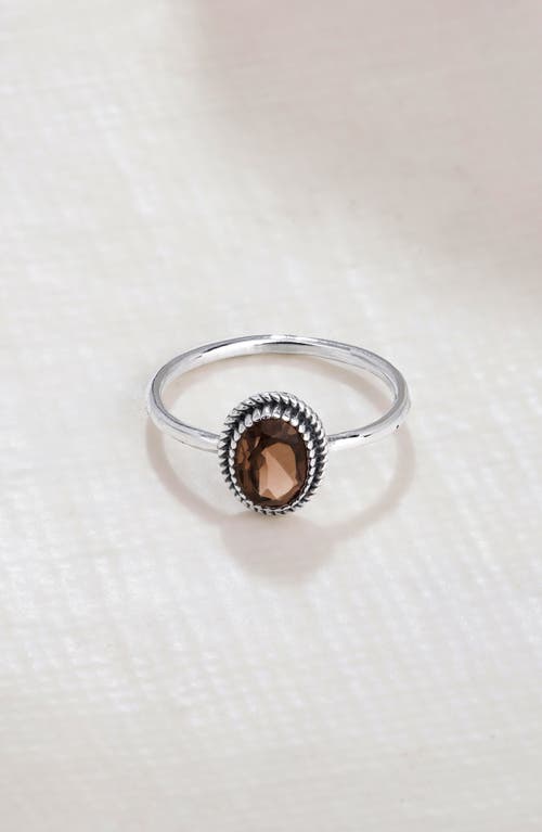 Ys Gems Oval Solitaire Ring In Brown