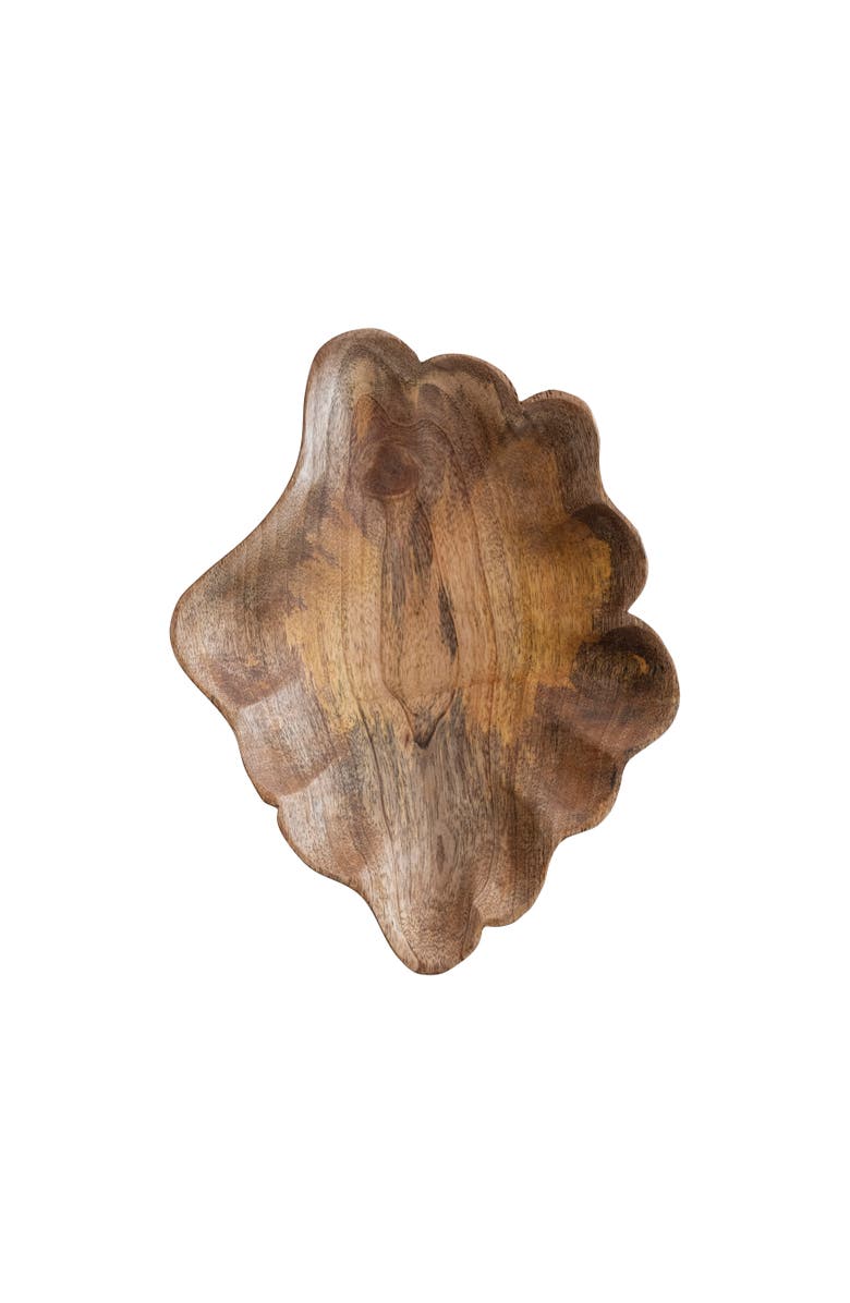 Storied Home Hand-Carved Mango Wood Scalloped Platter for Serving, Main, color, Natural