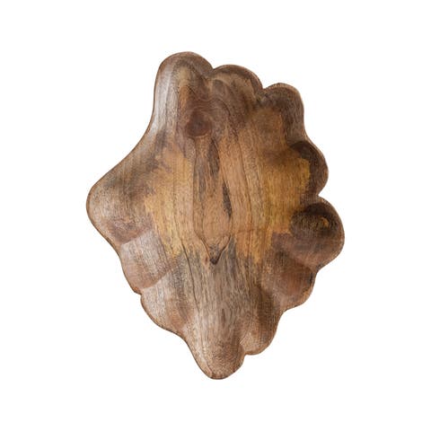 Hand-Carved Mango Wood Scalloped Platter for Serving