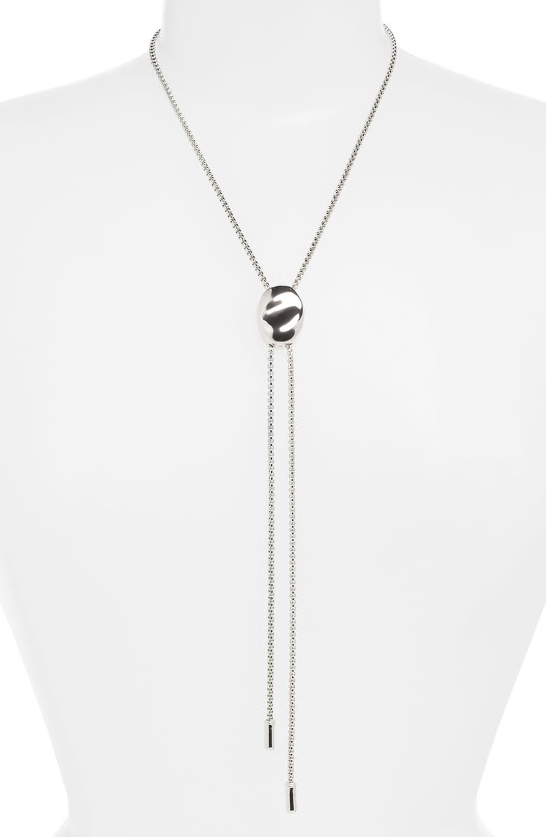 Open Edit Puffy Pebble Bolo Necklace, Main, color, Silver