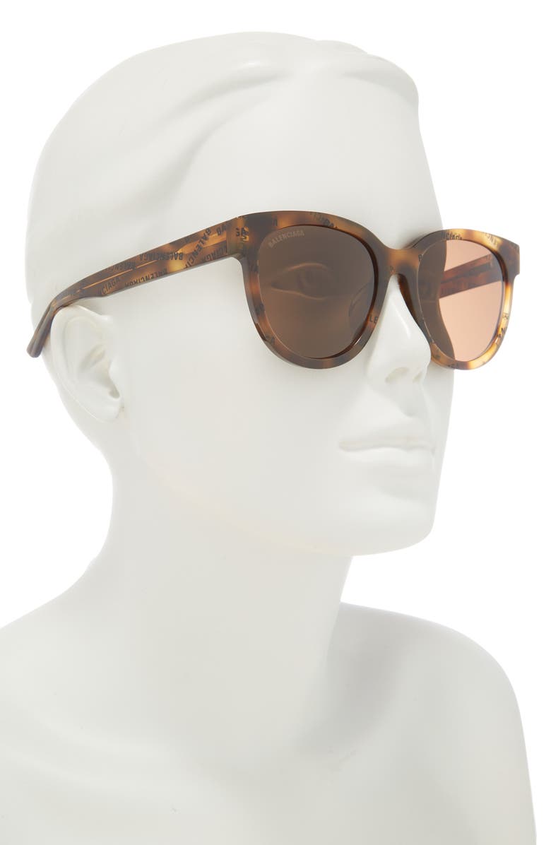 Balenciaga 54mm Round Sunglasses, Alternate, color, Havana Havana Brown