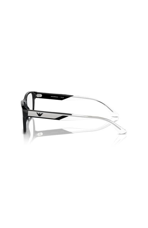 Emporio Armani 55mm Rectangle Optical Glasses In Black