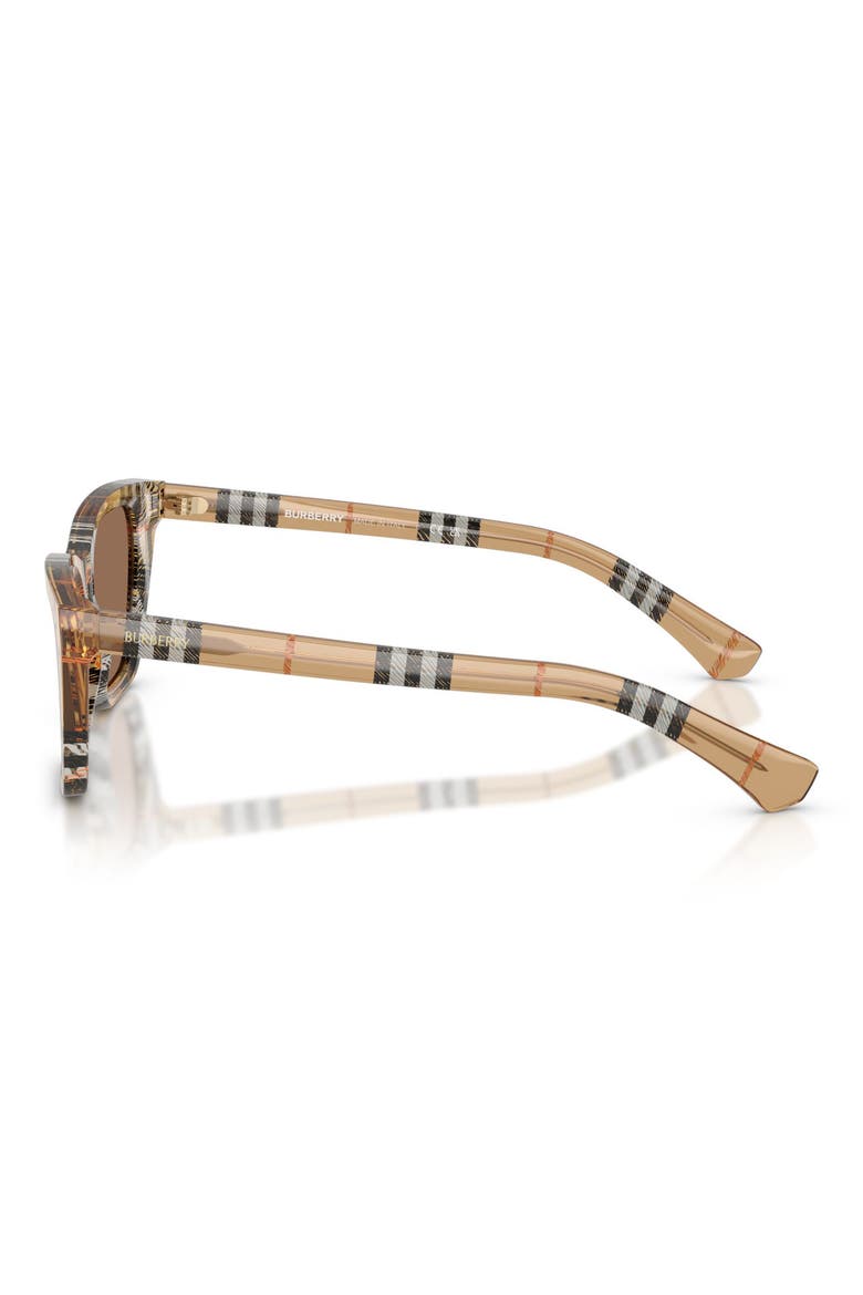 54mm Cat Eye Sunglasses, Alternate, color, CHECK SAND / DARK BROWN