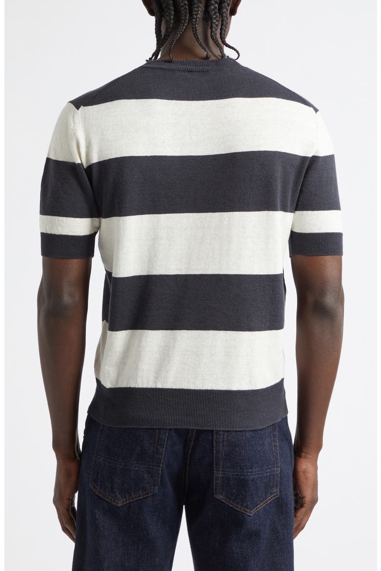 Stripe Linen & Cotton T-Shirt, Alternate, color, ECRU CHARCOAL