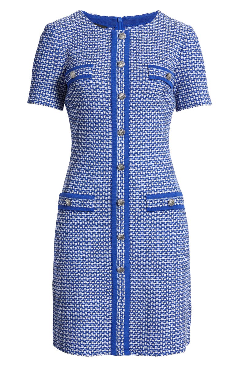 Ming Wang Honeycomb Tweed Sheath Dress, Alternate, color, Sapphire Sea/ Dawn/ Ivory
