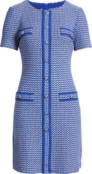 Ming Wang Honeycomb Tweed Sheath Dress