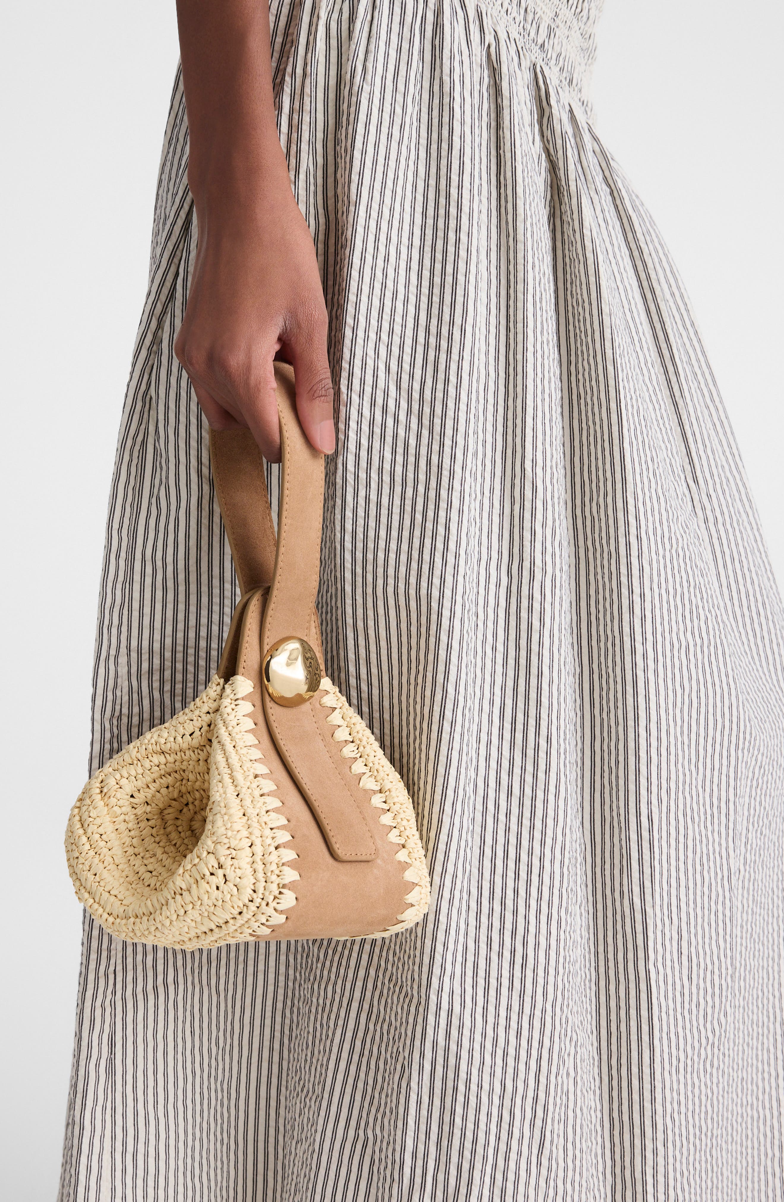 The Sculpted Metal Wristlet Bag, Alternate, color, AGED COGNAC MULTI
