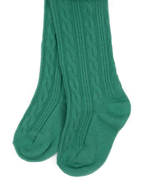 Leveret Girls Cable Knit Tights, Cotton Blend In Green