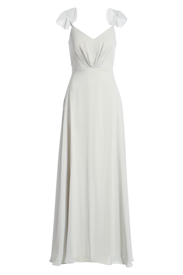 Flutter Sleeve Chiffon Gown, Alternate, color, DOVE GRAY
