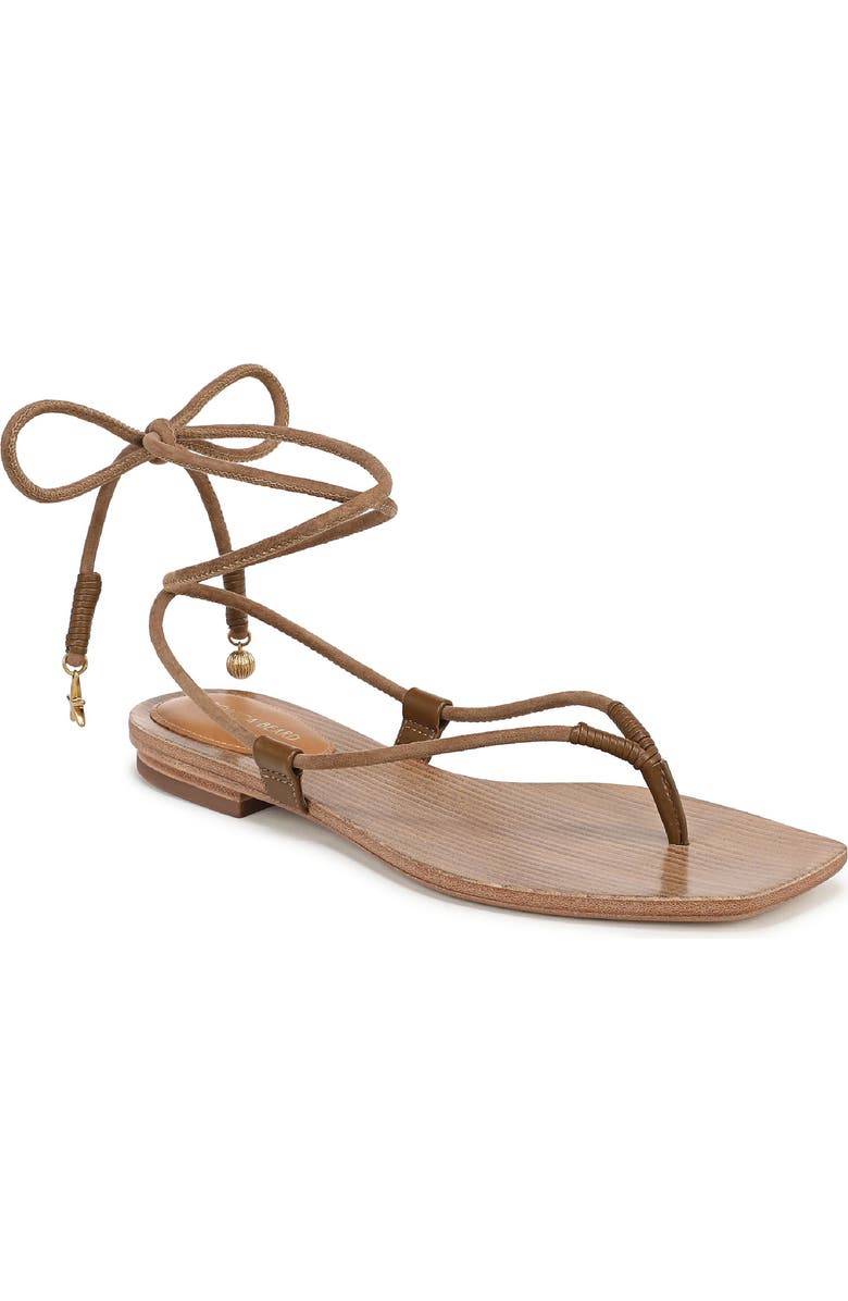 Veronica Beard Rosetta Ankle Wrap Sandal, Main, color, Chestnut