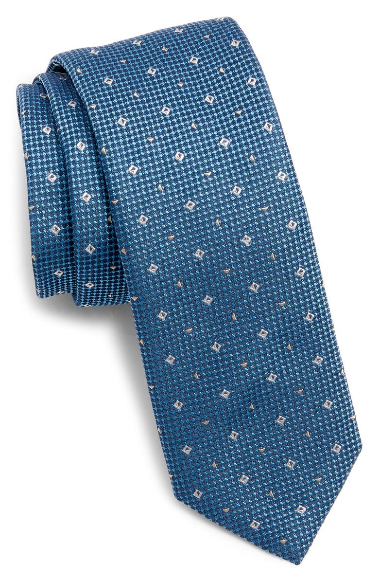 BOSS Silk Blend Jacquard Tie, Main, color, Light Blue
