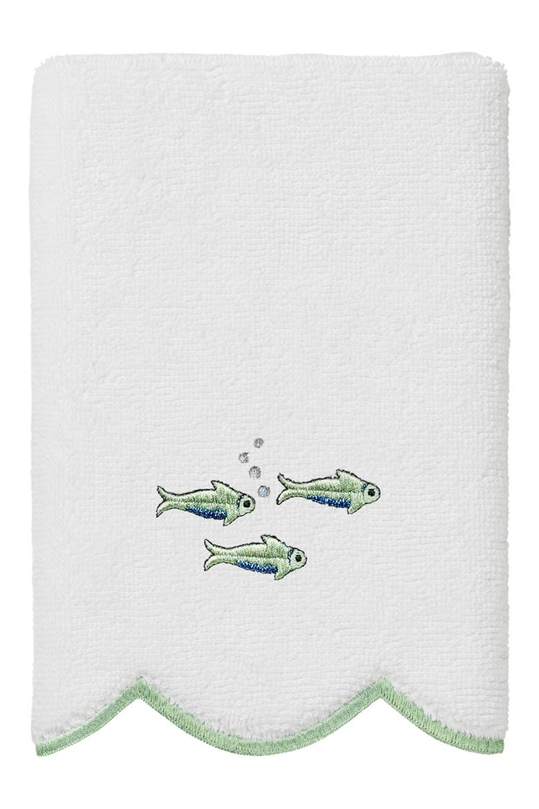 Fish School Scallop 3-Piece Hand Towel Set, Alternate, color, WHITE/ GREEN