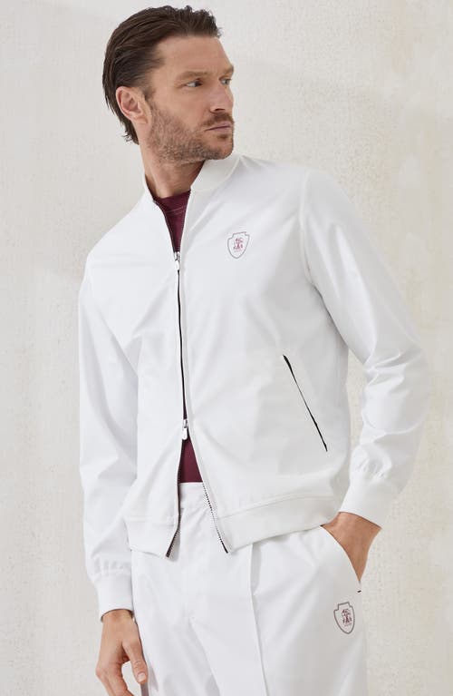 Brunello Cucinelli Nylon Sweatshirt With Logo And Zipper In White