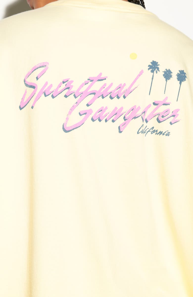 Spiritual Gangster Palms Oversize Cotton Graphic T-Shirt, Alternate, color, Mellow Yellow