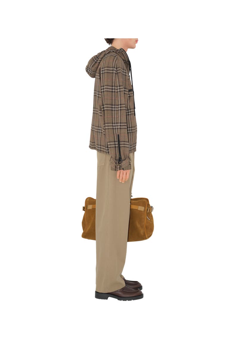 Burberry Check Silk Blend Hooded Jacket, Alternate, color, Brush