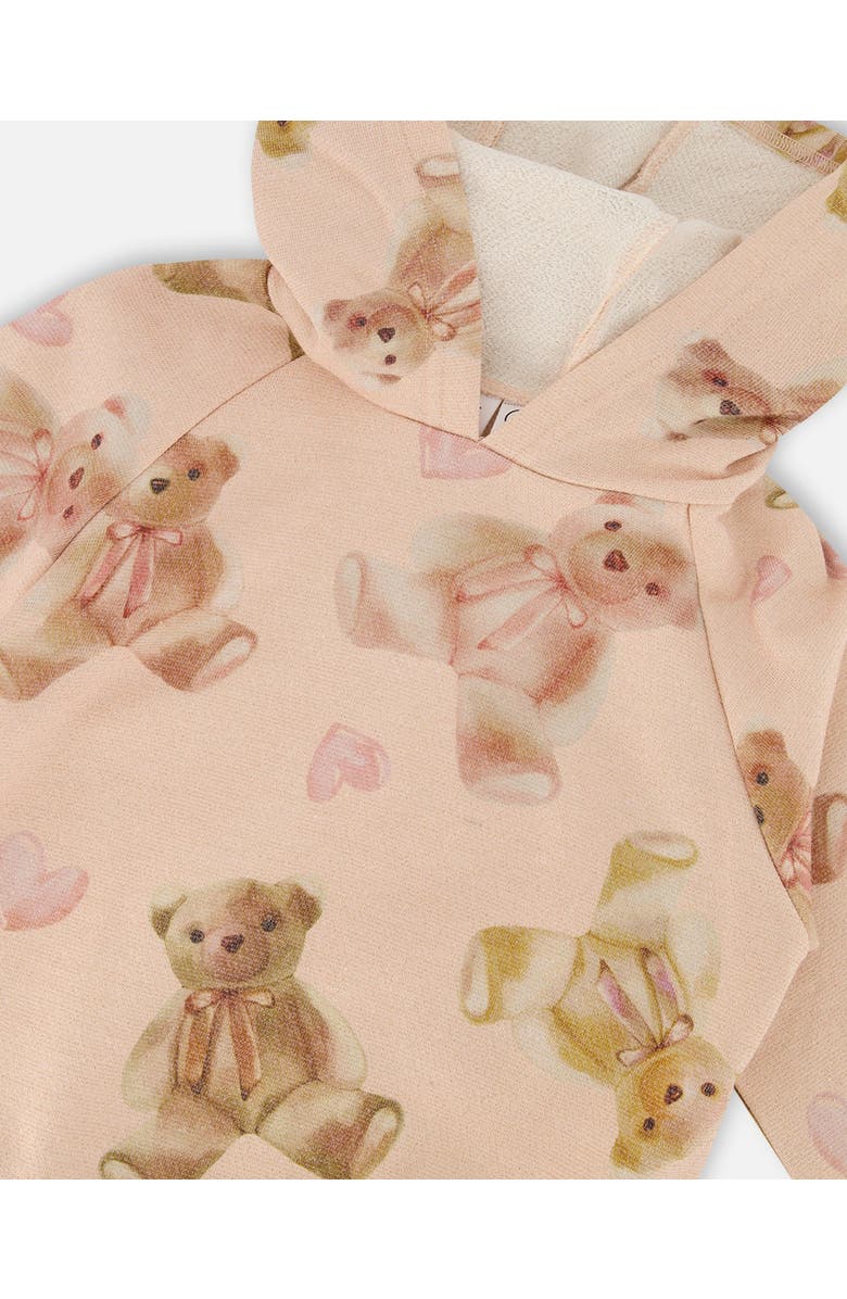 Deux par Deux Glittering French Terry Hoodie Teddy Bear, Alternate, color, Beige