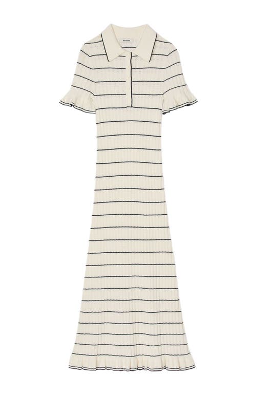 Sandro Danielle Striped Knit Maxi Shirtdress In Ecru