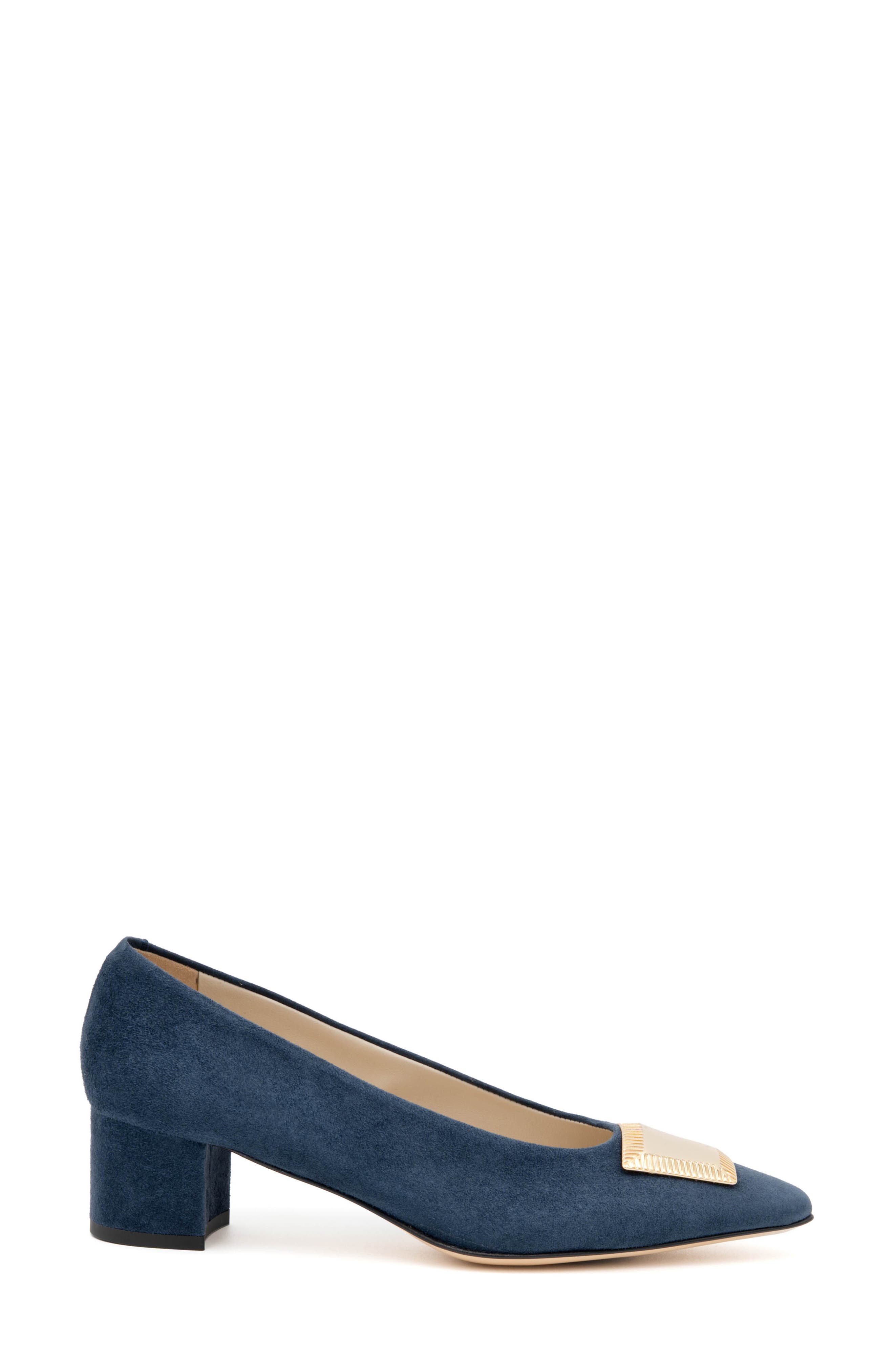 Piramide Pointed Toe Pump, Alternate, color, NAVY CASHMERE GOLD ORNAMENT