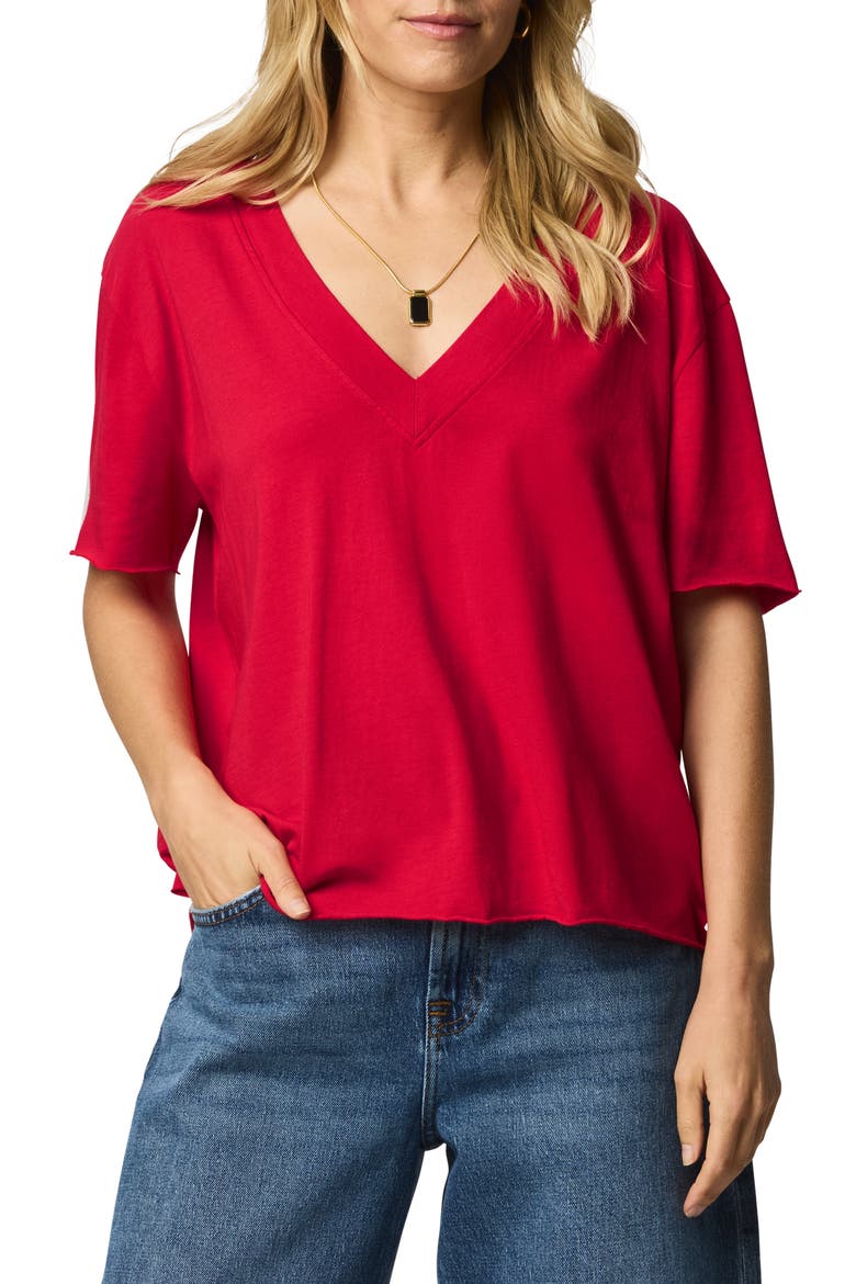 Kacey V-Neck T-Shirt, Main, color, ROUGE