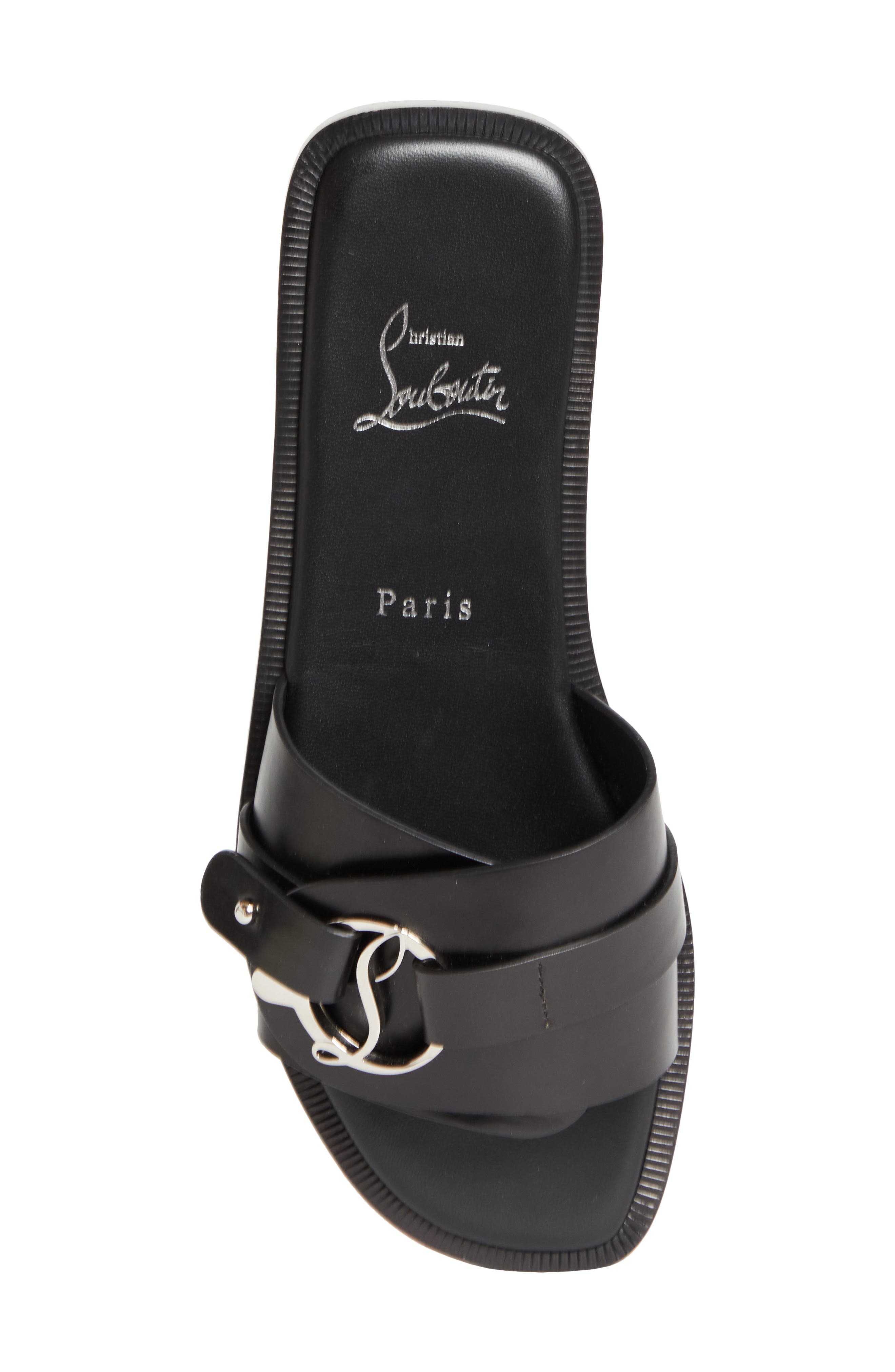 Christian Louboutin Chamebelimule Slide Sandal, Alternate, color, Black/ Lin Black
