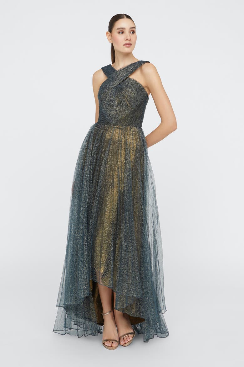 Linda Halter Neck Gown, Alternate, color, Poseidon / Gold