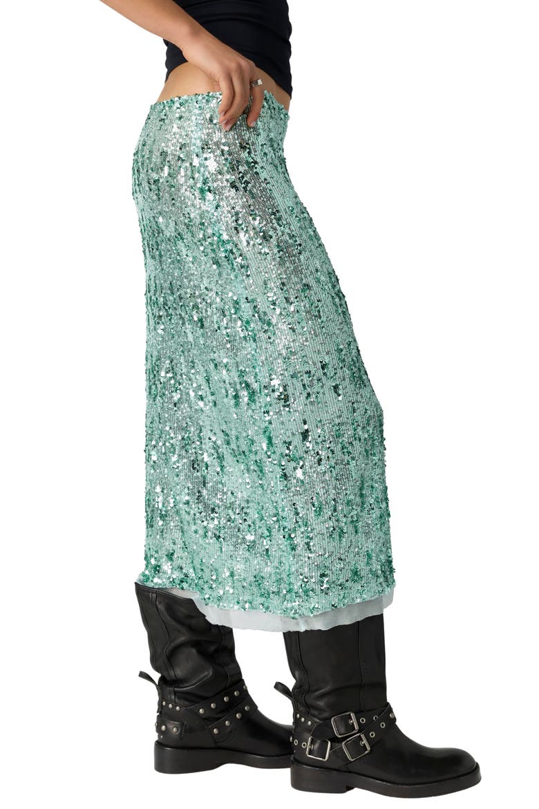 Intimately FP Party Trick Sequin Midi Skirt, Alternate, color, FAIREST JADE
