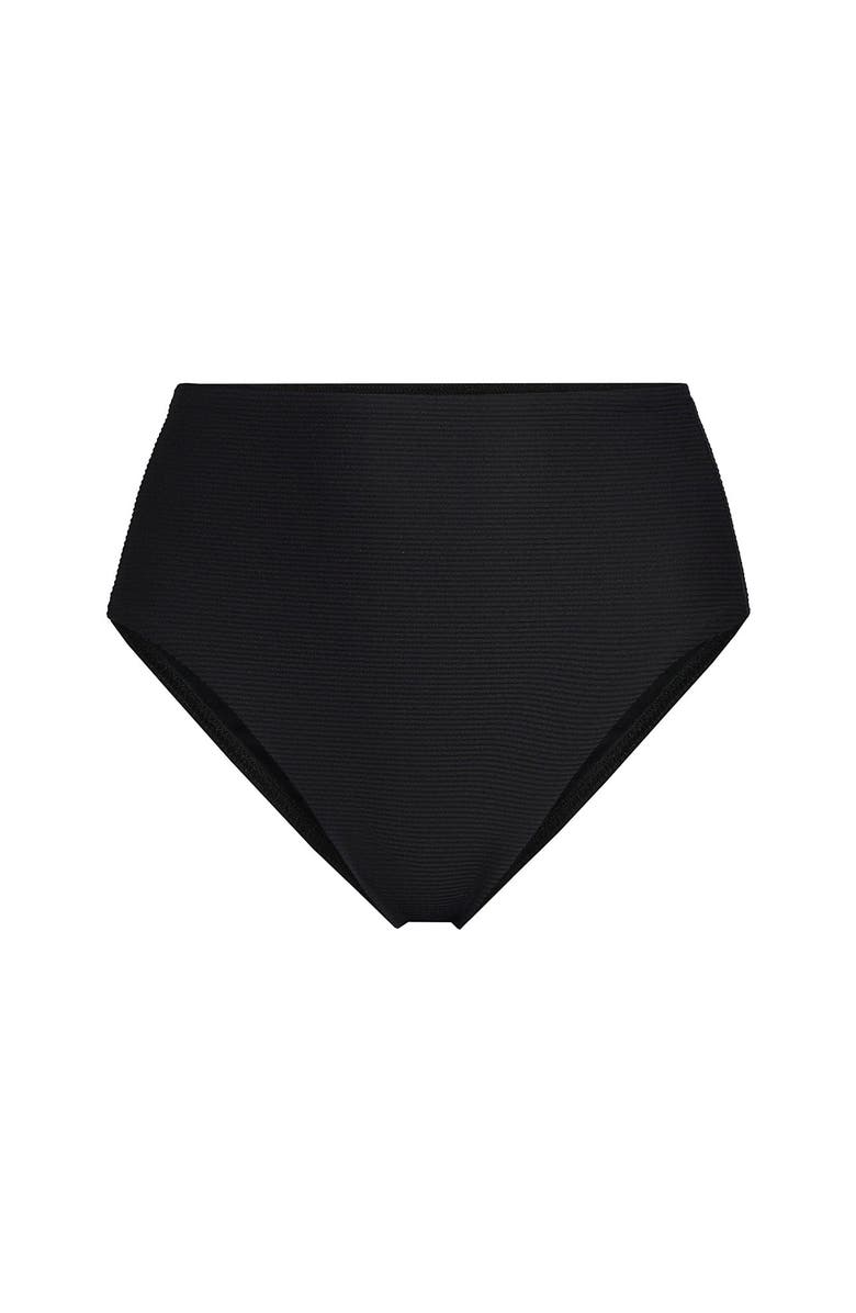 Lands' End Ribbed Smoothing High Waisted Bikini Bottoms, Alternate, color, Black Ottoman