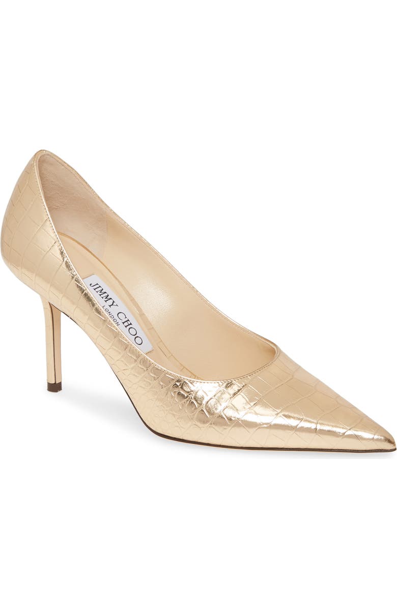 Jimmy Choo Love Metallic Croc Embossed Pointed Toe Pump, Main, color,