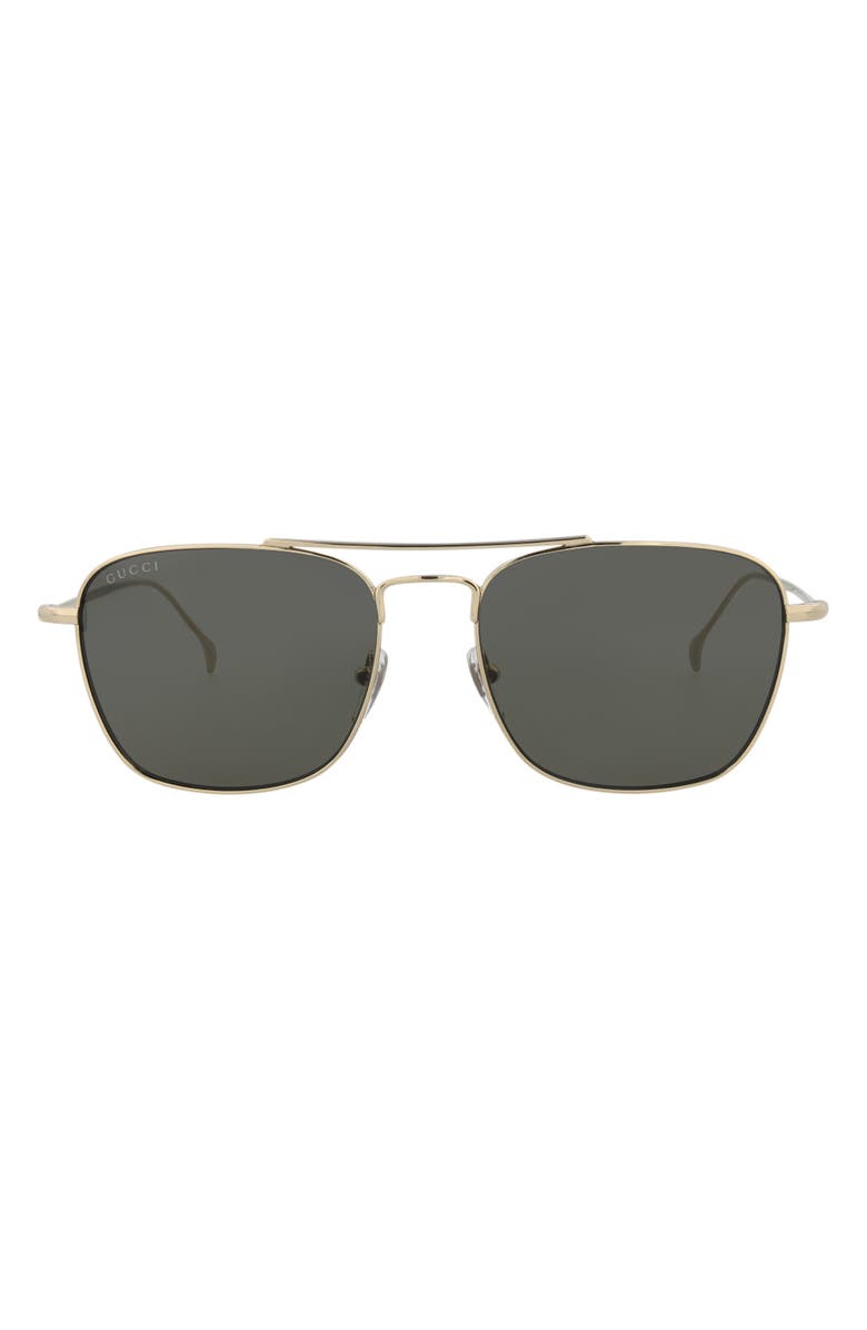 Gucci 56mm Aviator Sunglasses, Main, color, Gold Gold Grey