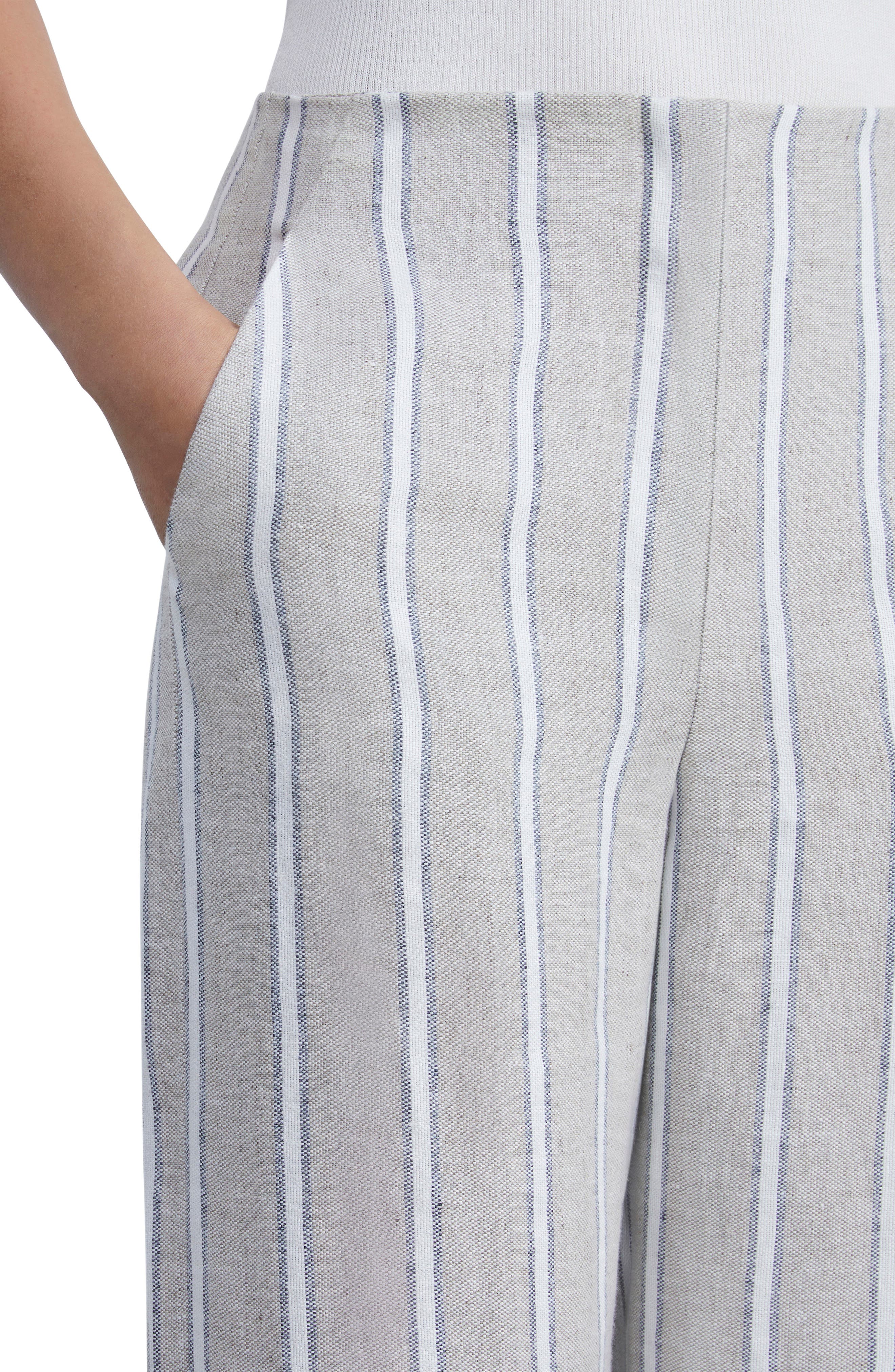 Lafayette 148 New York Sullivan Stripe Linen Wide Leg Trousers (Women ...