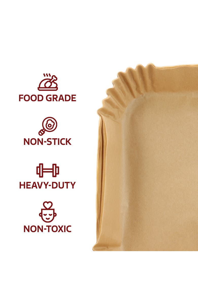 Megachef Air Fryer Square Parchment Paper Liners, 125 Piece, Alternate, color, Brown