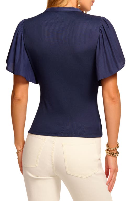 RAMY BROOK RAMY BROOK COLETTE MIXED MEDIA FLUTTER SLEEVE TOP 