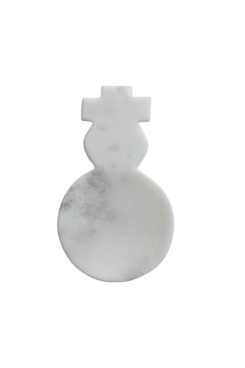 Marble Snowman Shaped Spoon Rest, White, Main, color, White