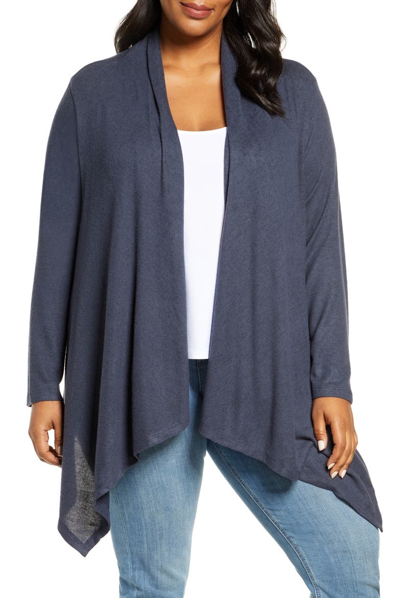 Amie Waterfall Cardigan, Main, color, BLUE STEEL
