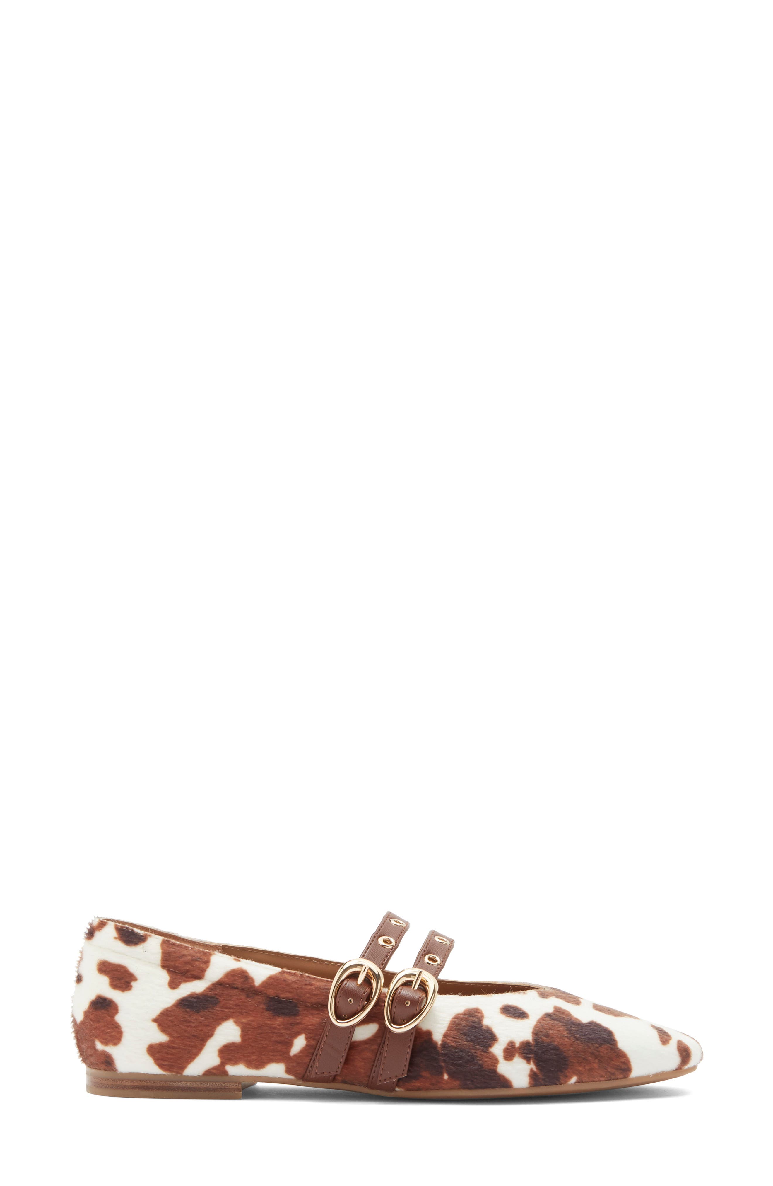 Alenia Grommet Mary Jane Flat, Alternate, color, COCOA FAUX CALF HAIR