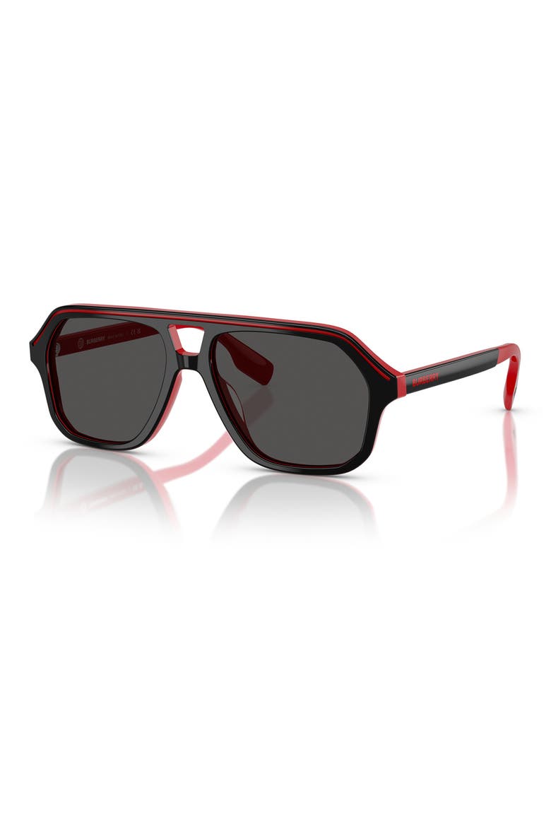 Kids' 50mm Irregular Sunglasses, Alternate, color, TOP BLACK ON RED / DARK GREY