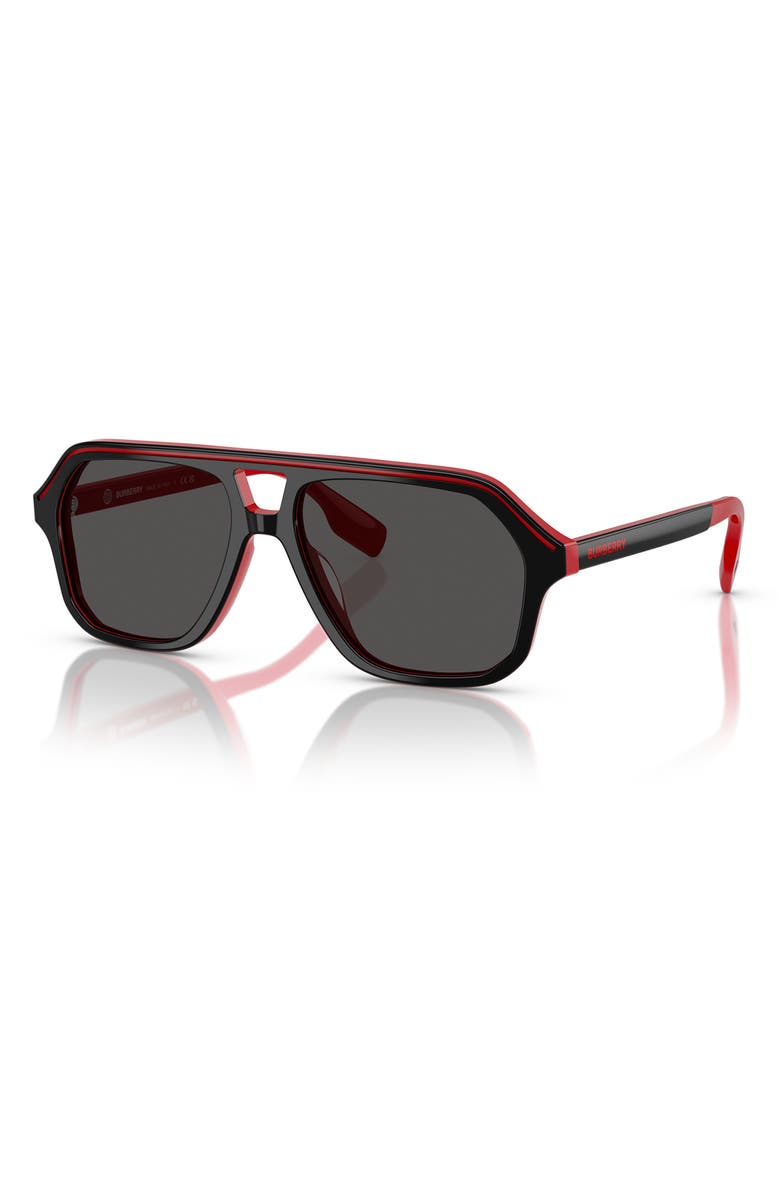 Burberry Kids' 50mm Irregular Sunglasses, Alternate, color, Top Black On Red / Dark Grey