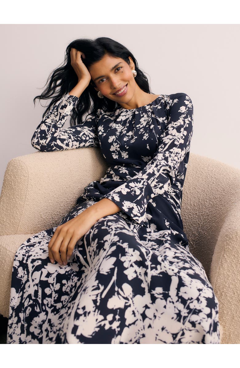 The Fold Rosaire Floral Print Dress, Alternate, color, Navy