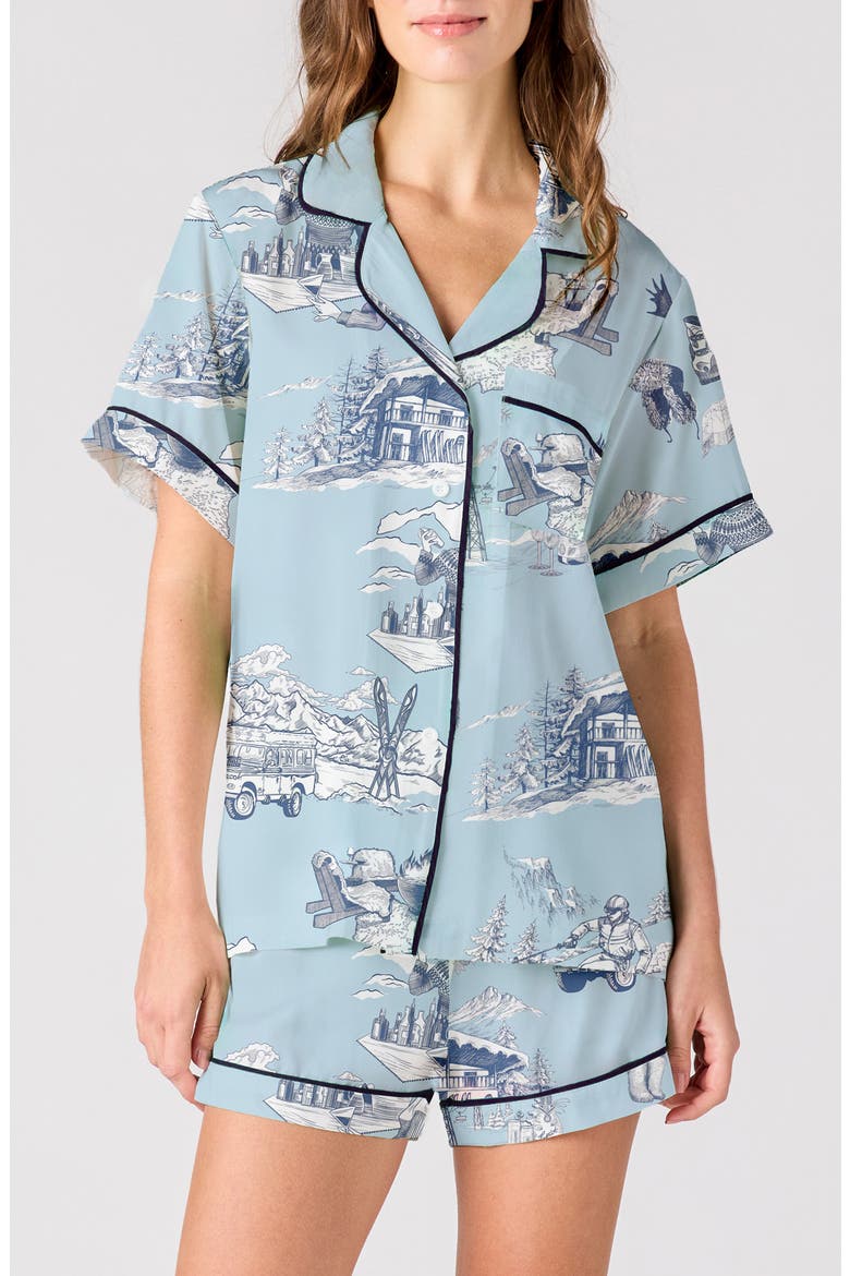 Après Ski Toile Short Pajamas, Main, color, BLUE