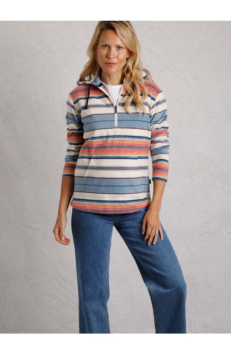 Weird Fish Lana 1/4 Zip Stripe Microfleece Hoodie, Alternate, color, Ecru