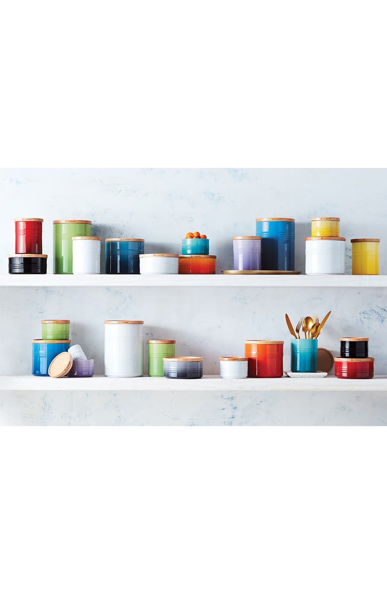 Le Creuset Glazed Stoneware 1 1/2 Quart Storage Canister with Wooden Lid, Alternate, color,