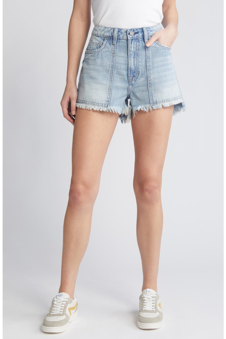 High Waist Cutoff Mom Shorts, Main, color, LIGHT WASH