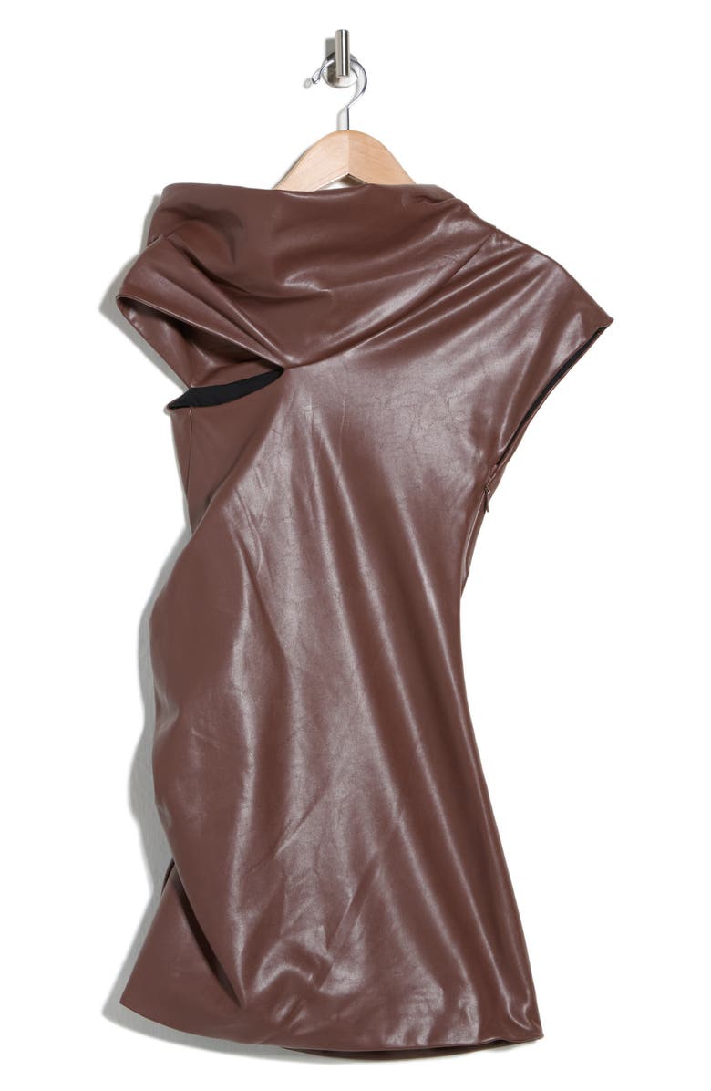 Simkhai Nordi Faux Leather Ruched Minidress, Alternate, color, Coffee