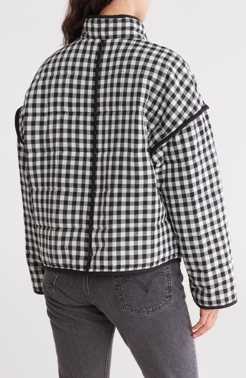 Shop Vigoss Gingham Channel Quilted Jacket In Black/white
