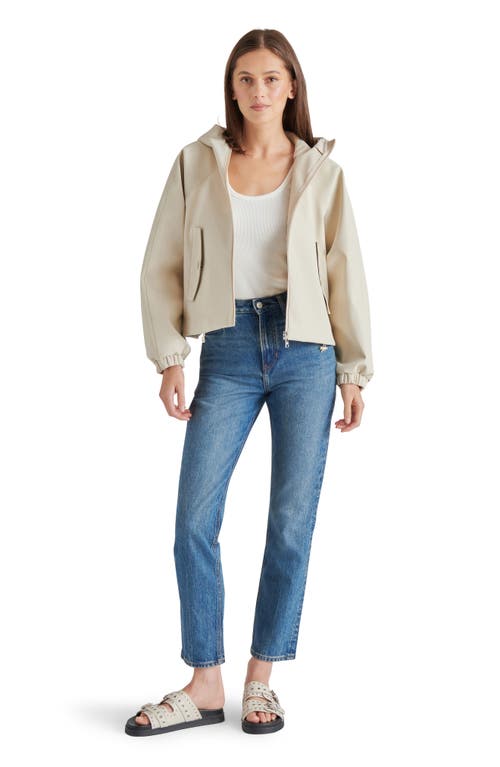 Steve Madden Lumi Faux Leather Hooded Jacket In Bone