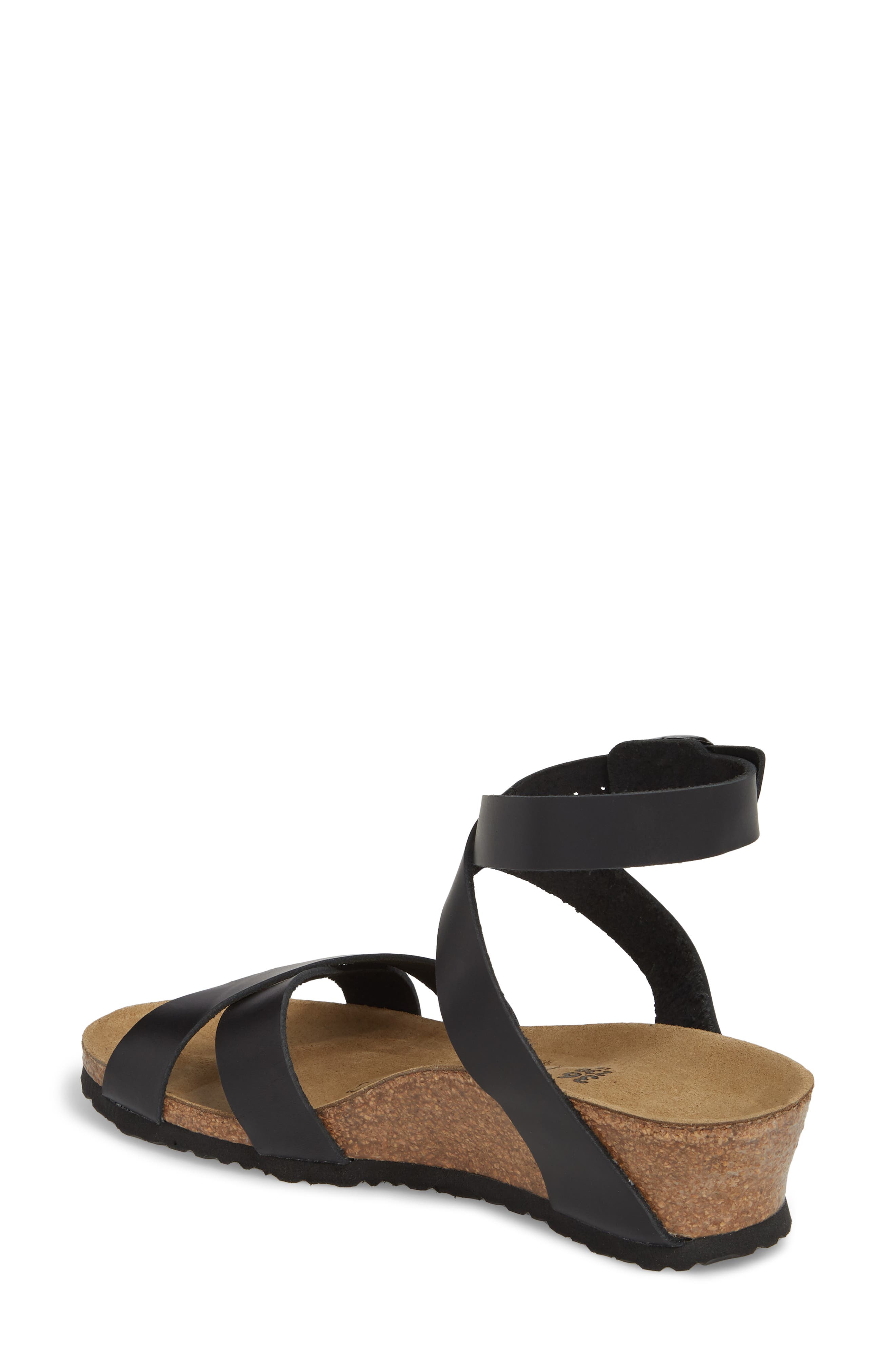 Lola Wedge Sandal - Discontinued, Alternate, color, BLACK LEATHER