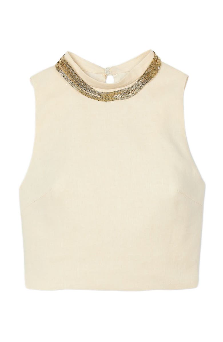 SANDRO Knit crop top with necklace, Alternate, color, 