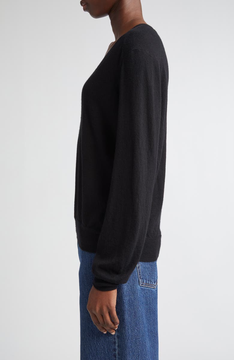 LOULOU DE SAISON Julio Thin Cashmere V-Neck Sweater, Alternate, color, Black