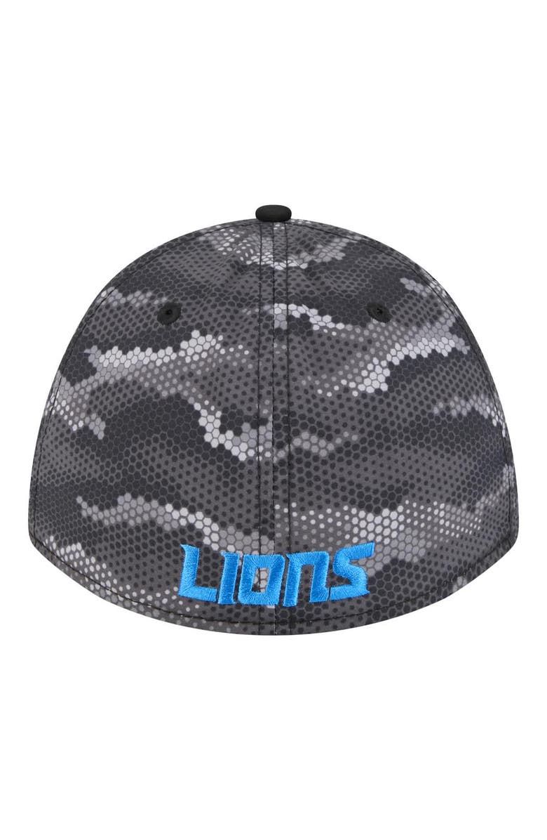 New Era Men's New Era  Black Detroit Lions Camo A-Frame 39THIRTY Flex Hat, Alternate, color, 